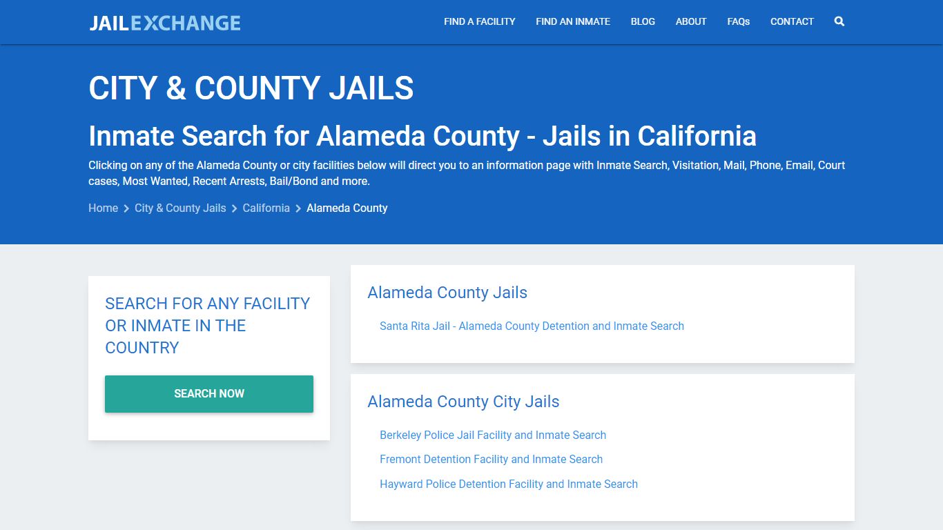 Inmate Search for Alameda County | Jails in California - Jail Exchange